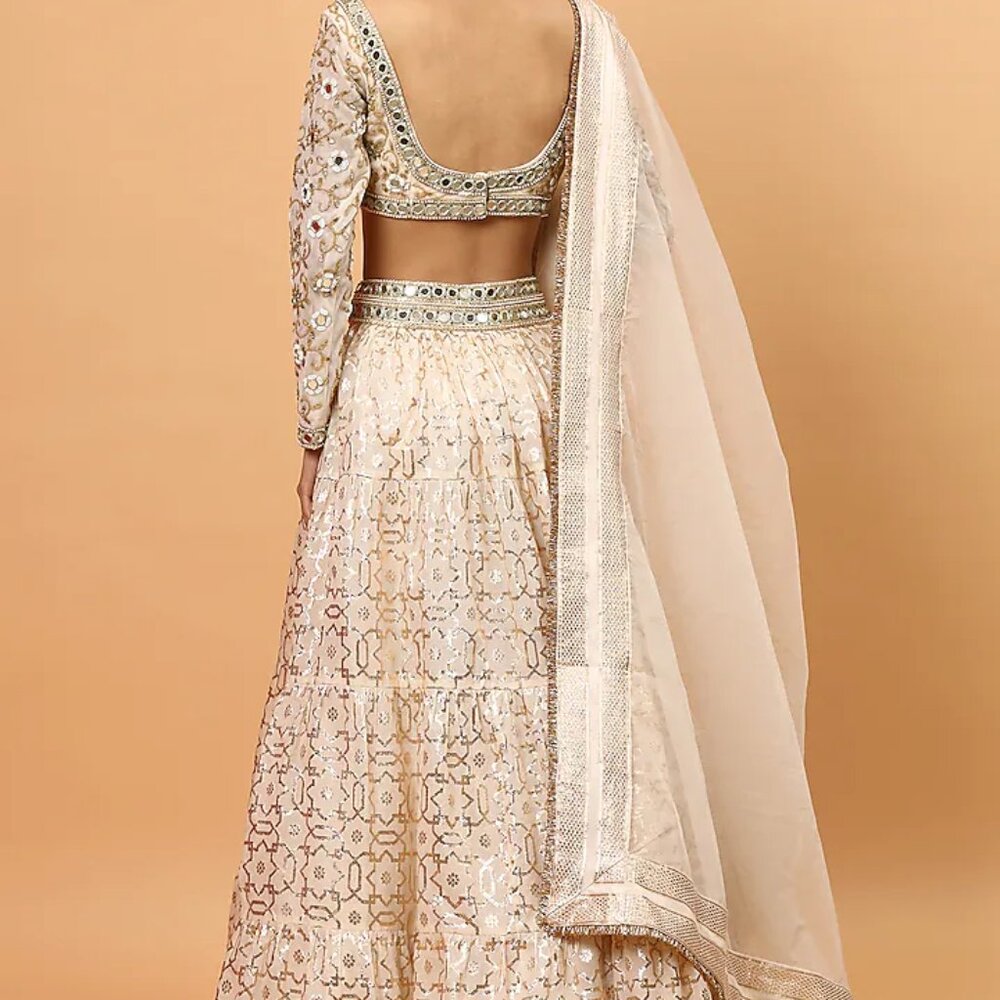 Neha Khullar Chanderi Silk Embroidered Lehenga Set: Customized in PEACH - Picture 2 of 8